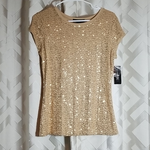 INC International Concepts Tops - INC NWT Gold Sequined Top